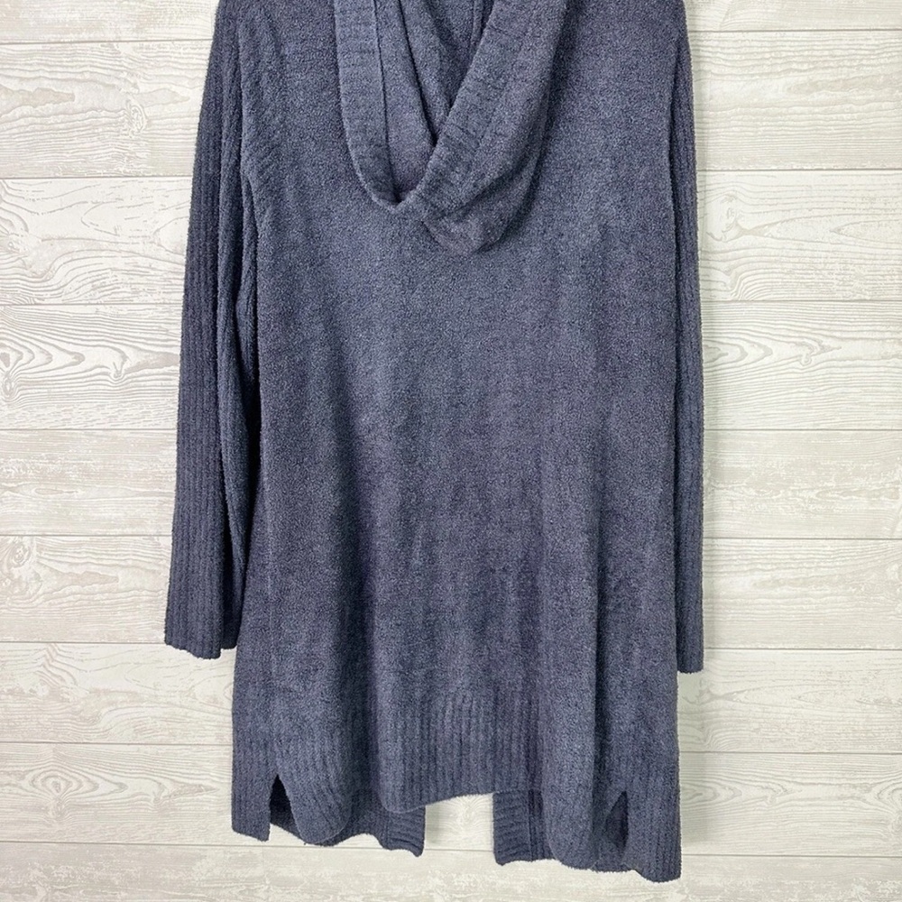 Barefoot Dreams L CozyChic Lite Hood Duster Cardigan sweater Lounge Hood Blue - Picture 2 of 5